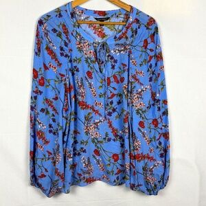 Banana Republic Women Long Sleeve Peasant Blouse Sz XL  Boho Festival Hippie 70s